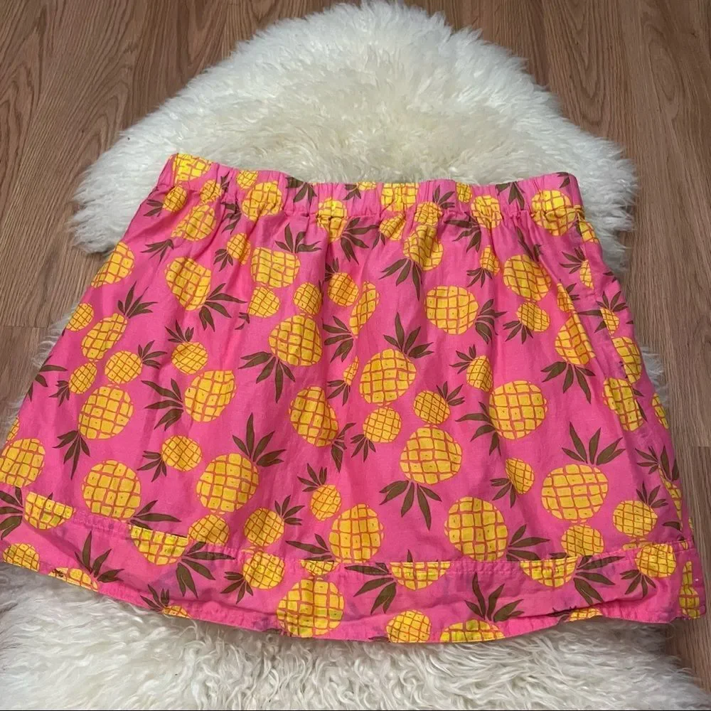 J Crew Factory Cotton Pineapple Print Skirt Pink and Yellow M